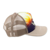 Side view of Polynesian Cultural Center "Palm Trees” Ball Cap- Khaki