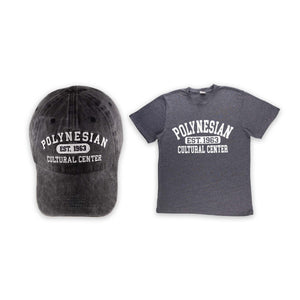 Polynesian Cultural Center "Established 1963" Cap & T-Shirt Set- Charcoal/Charcoal