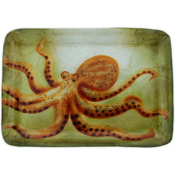 Kubla Crafts Hand-painted Octopus Capiz Shell Tray - 8