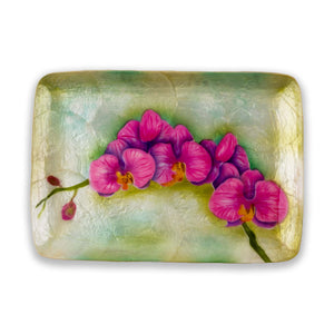 Kubla Crafts Hand-painted Orchid Capiz Shell Tray