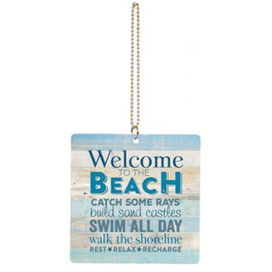 P Graham Dunn "Welcome to the Beach" Hanging Car Charm 