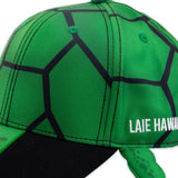 Children's 3-D Sea Turtle Baseball Cap- Green - Closeup View