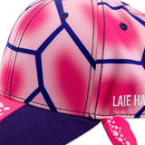 Children's 3-D Sea Turtle Baseball Cap- Pink & Blue- Closeup View