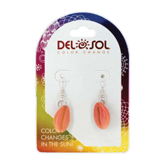 Del Sol Color-Changing Cowrie Earrings- Cream to Pink