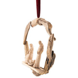 Driftwood Wreath with Holy Family- 10"- side angle view