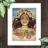 "E Komo Mai" Matted Print by Kat Reeder - 11 Inch x 14 Inch