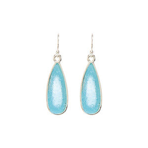 Rain Aqua Druzy Drop Silver French Wire Earrings - The Hawaii Store