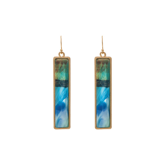 Waterscape Bar Earrings, Gold/Blue/Green - The Hawaii Store