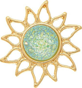 Gold Green Druzy Sun Post Earring - The Hawaii Store