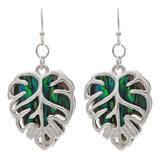 Rain Jewelry Silver Abalone Monstera Leaf Earrings 