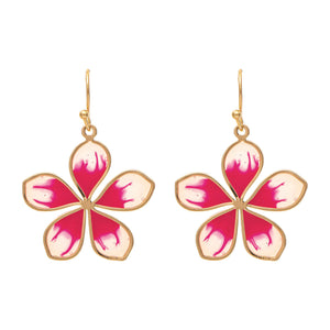 Rain Jewelry Gold & Pink Enamel Flower Earrings