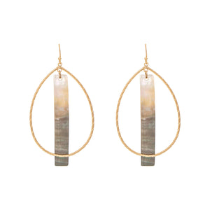 Rain Jewelry Gold-tone Teardrop Shell Bar Dangle Earrings - The Hawaii Store