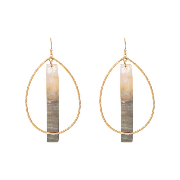 Rain Jewelry Gold-tone Teardrop Shell Bar Dangle Earrings - The Hawaii Store