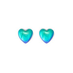 Leightworks Polished-Aqua Heart Stud Earrings