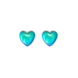 Leightworks Polished-Aqua Heart Stud Earrings