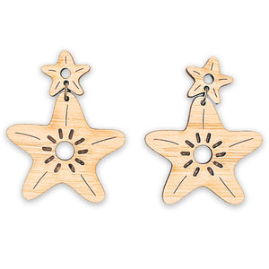 Wild Cloud "Moana" Hypoallergenic Starfish Bamboo Stud Earrings 