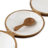 Mudpie Mango Wood and Enamel Trio Dip  Set, 2-Piece