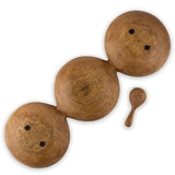 Bottom View Mudpie Mango Wood and Enamel Trio Dip  Set, View of Underside