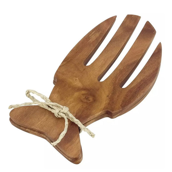 Fish-Shaped Natural Wood Salad Hands Set, 2-Piece  