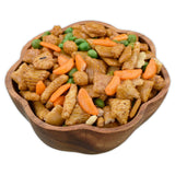 Flared Flower-shaped Acacia Wood Serving Bowl filled with snacks