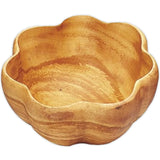 Flower-shaped Flared Acacia Wood Serving Bowl- Interior View