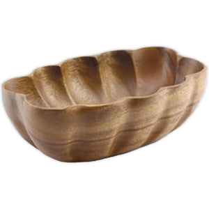 Flared Rectangular Acacia Wood Serving Bowl