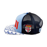 Side view of Flat Visor "Fiji" Ball Cap- Light Blue