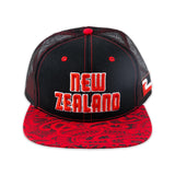 Flat Visor "New Zealand" Ball Cap- Black & Red