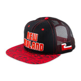 Flat Visor "New Zealand" Ball Cap- Black & Red