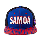 Flat Visor Samoa Ball Cap with Mesh Back- Royal and Red