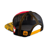 "Tahiti" Flat Bill Ball Cap in Red, Yellow, and Black