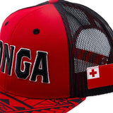 Close up Flat Visor "Tonga" Ball Cap- Red and Black