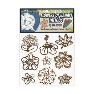 Flowers of Hawaii Metallic Temporary Tattoos, 9-count