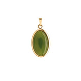 Ariki Plain Nephrite Jade & 22K Gold Plate Oval Pendant