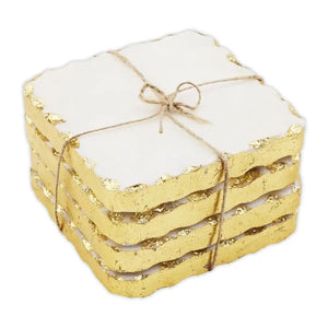 Mudpie Gold Marble Coaster Set of 4 bound together with twine