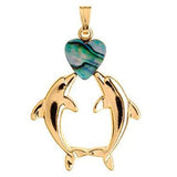 Ariki Paua and 22K Gold "Dolphins Heart" Pendant 