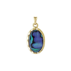 Ariki Paua & 22K Gold Scalloped Oval Pendant