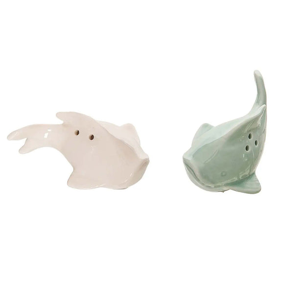 Beachcombers Green & Bisque Fish Salt & Pepper Set