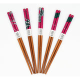 Aloha Pink "Banana Leaf" Reusable Bamboo Chopsticks