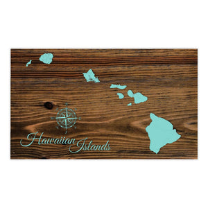  Seaglass "Hawaiian Islands" Map on Pine