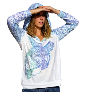 Kai Wahine Designs "Honu Happiness" Lightweight Hoodie