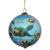  "Aloha Hawaii" Hand-PaintedGlass Christmas Ornament Featuring Ocean Animals