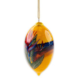 Hand-Painted Glass "Sunset Bird of Paradise" Christmas Ornament - rotated view