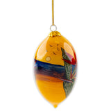 Hand-Painted Glass "Sunset Bird of Paradise" Christmas Ornament - rotated view