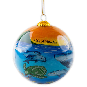 Hand-Painted "Oceanic Wonderland" Glass Christmas Ornament 