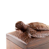 Hand-carved Wooden Keepsake Box with Sea Turtle Lid