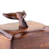 Hand-carved Wooden Keepsake Box with Whale Tail Lid