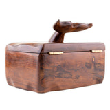 Hand-carved Wooden Keepsake Box with Whale Tail Lid