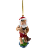 Hand-painted Paddleboarding Santa Christmas Ornament 