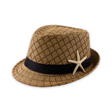 Fedora Style Short Brim Hat with Starfish Accent